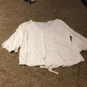 Boutique, bohemian style white top. Size medium